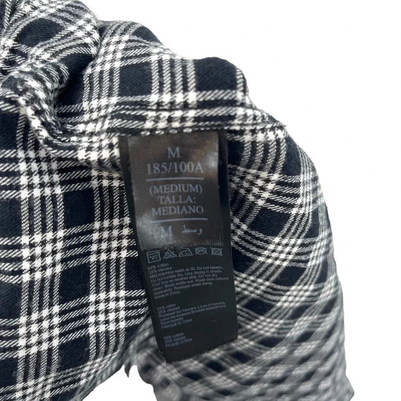 AllSaints Petro Shirt Button Down‎ Long Sleeve Flannel Check Black Size Medium - Picture 9 of 11